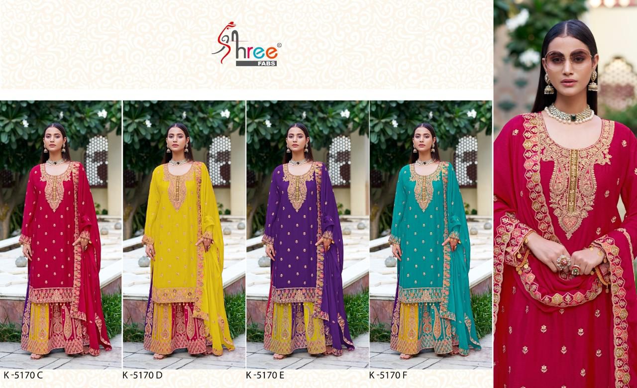 K 5170 By Shree Fabs Chinon Embroidery Salwar Suits Suppliers In India